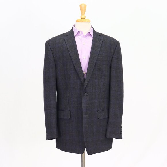 Calvin Klein 44L Gray Blazer Sport Coat Jacket 2-Button Check T412 - Picture 1 of 11